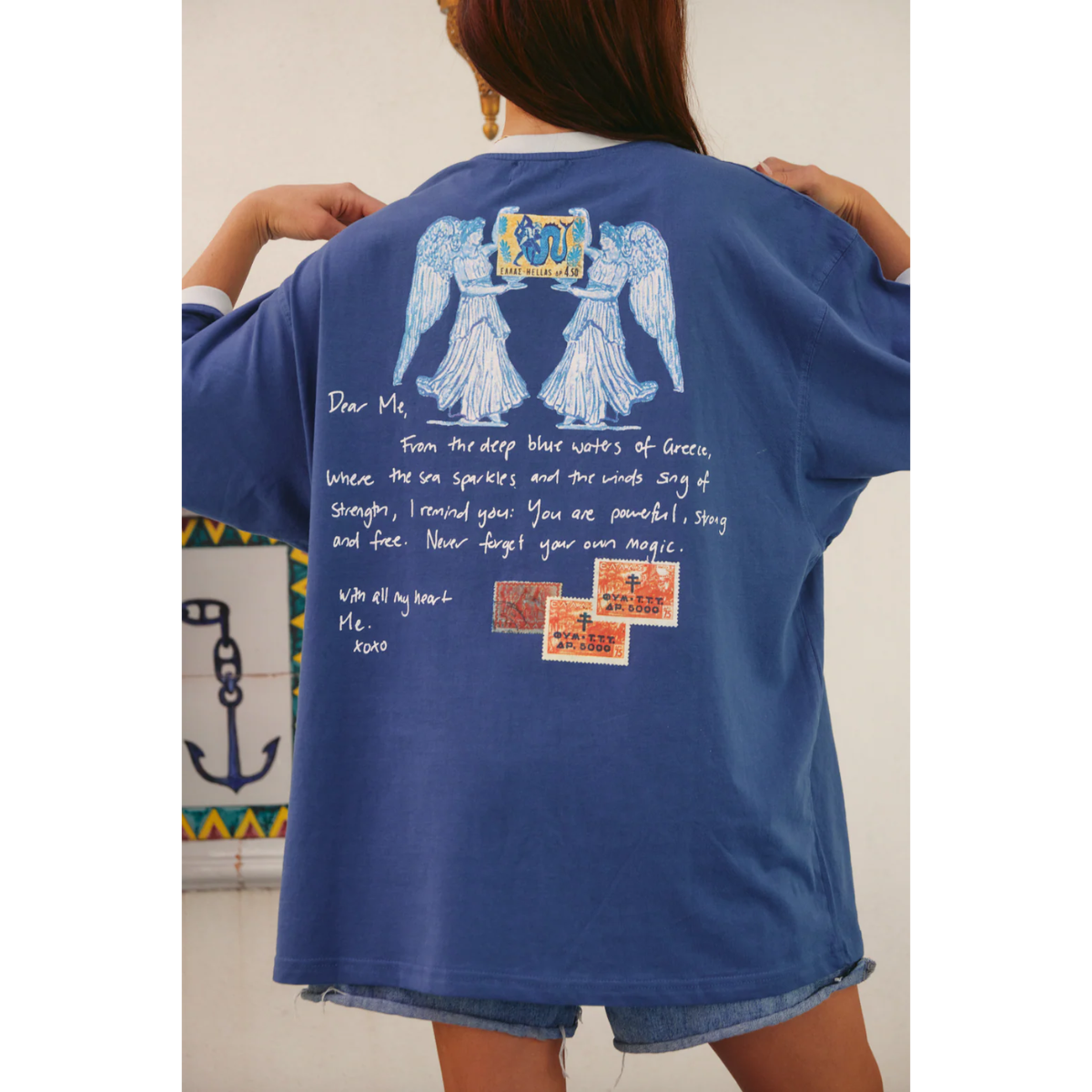 Sabbi The Very Oversized Love Notes Tee - Greece - Navy Blue