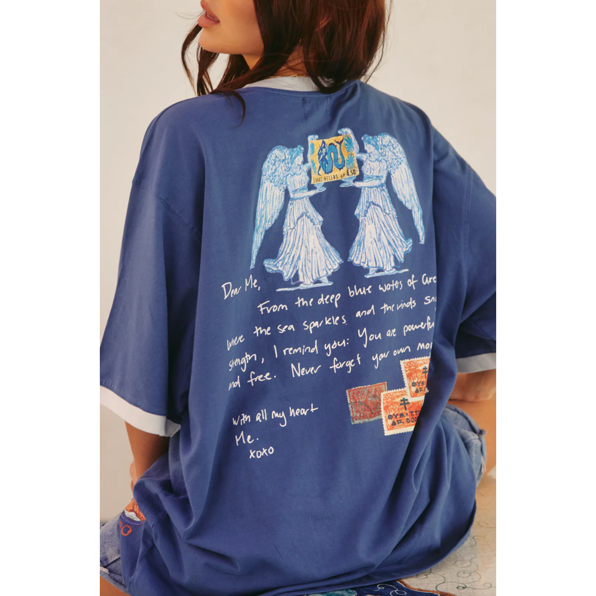 Sabbi The Very Oversized Love Notes Tee - Greece - Navy Blue