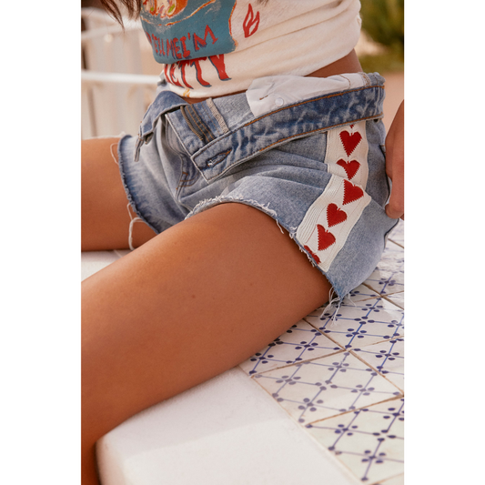 Sabbi The Raving Hearts Denim Shorts