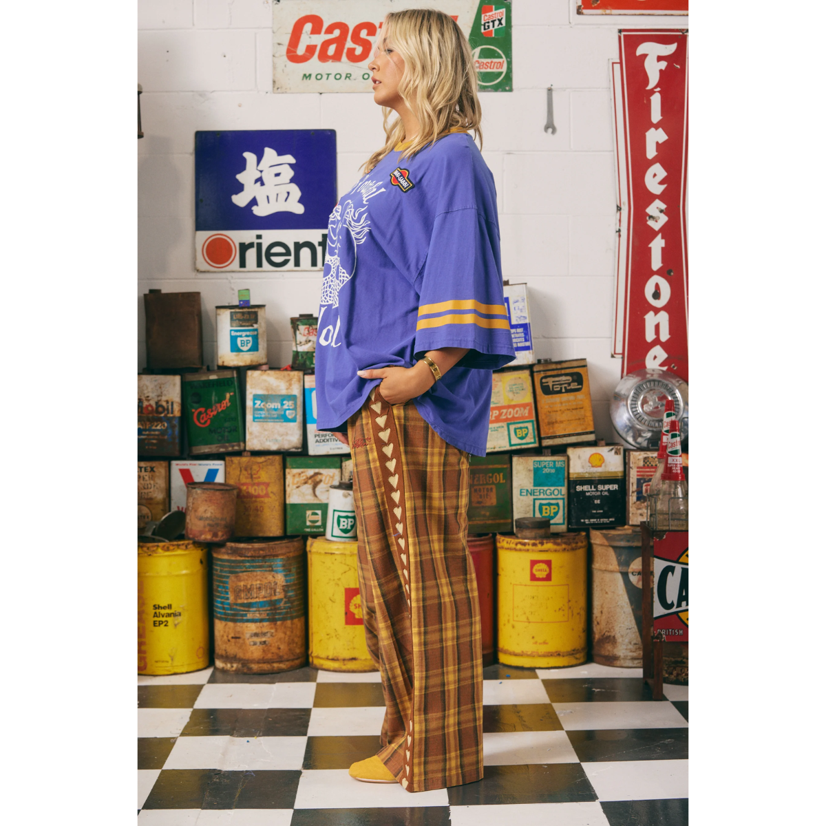 Sabbi The Canvas Raving Hearts Pants - Tartan Mustard