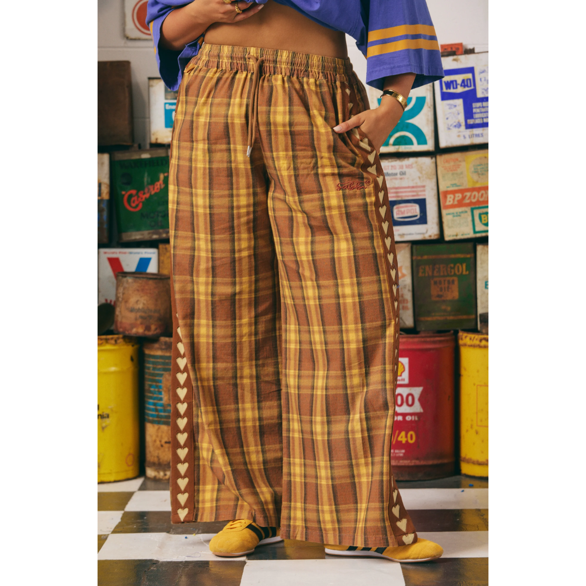 Sabbi The Canvas Raving Hearts Pants - Tartan Mustard