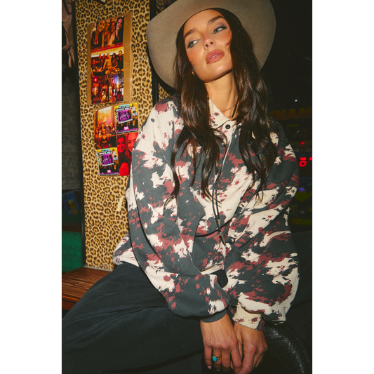 Sabbi The Cow Print Collared Sweater