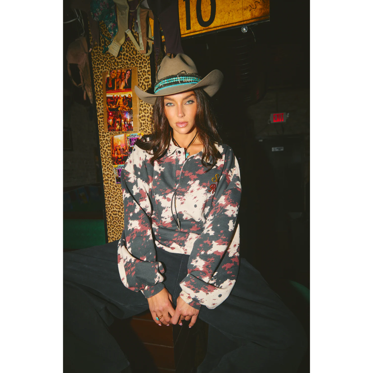 Sabbi The Cow Print Collared Sweater