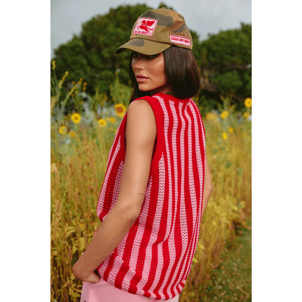 Sabbi The Knit B-Ball Singlet - Pink & Red