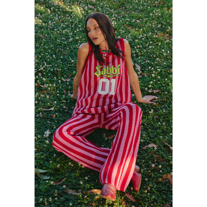 Sabbi The Knit B-Ball Singlet - Pink & Red