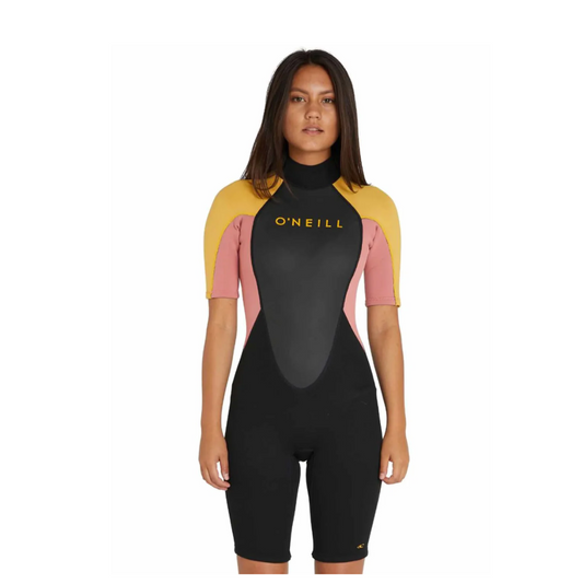 O'Neill Reactor II 2mm Back Zip Womens Springsuit - Black/Coral/Pink