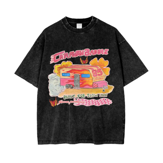 Maku Caravan Baddie Acid Wash Oversized Tee - Black
