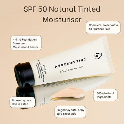 Avocado Zinc SPF50 Natural Tinted Moisturiser