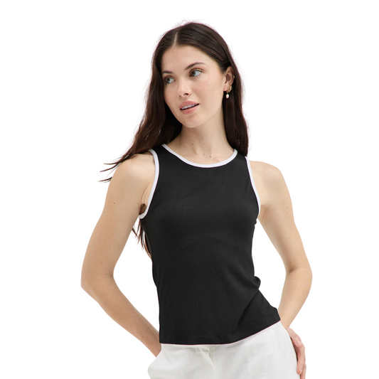 Holiday Shop Contrast Womens Tank - Black/White