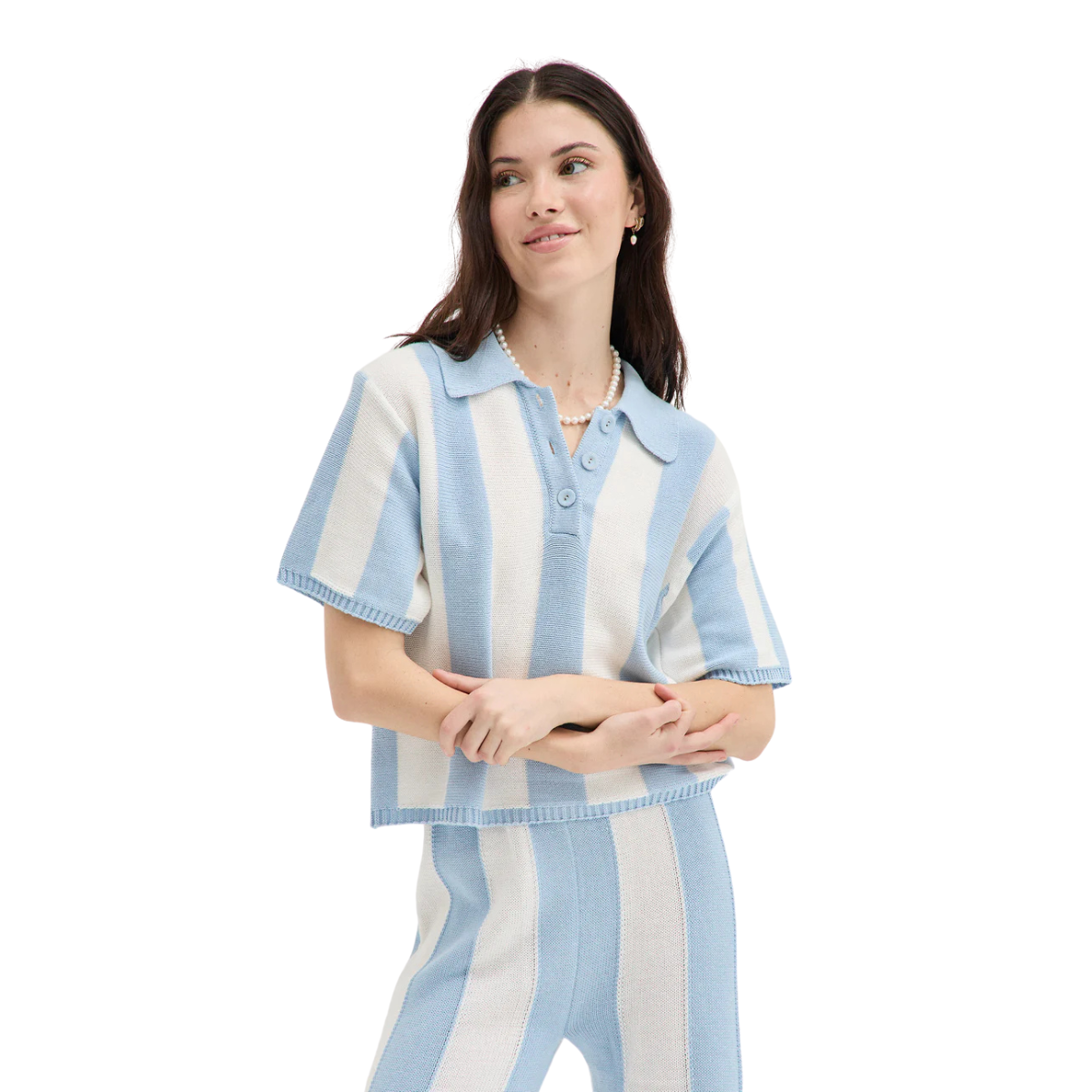Holiday Shop Striped Knit Womens Polo