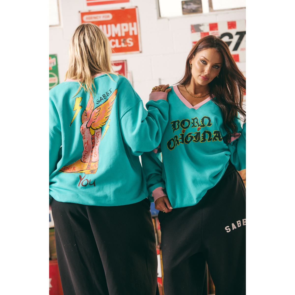 Sabbi The Born Original V Neck Crew - Turquoise