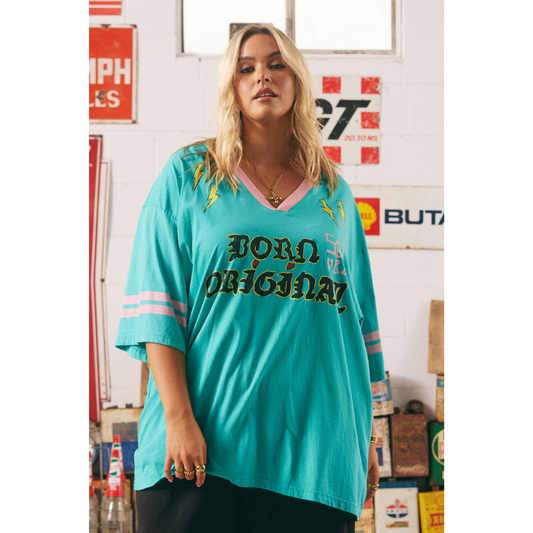 Sabbi The Very Oversized Born Original V Neck Tee - Turquoise
