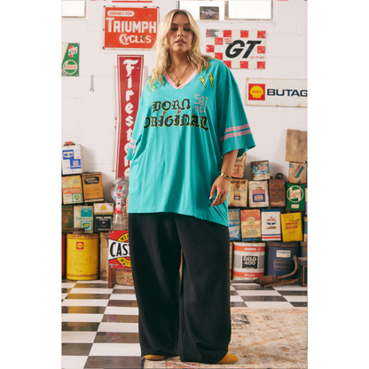 Sabbi The Very Oversized Born Original V Neck Tee - Turquoise