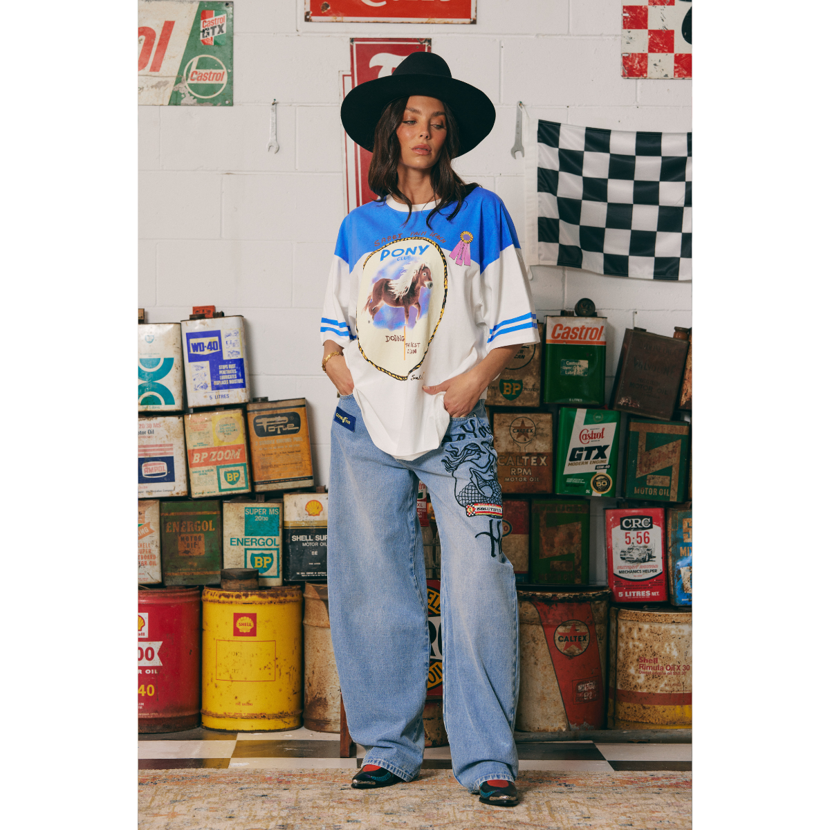 Sabbi The Boyfriend Fit Pony Club Tee - Blue