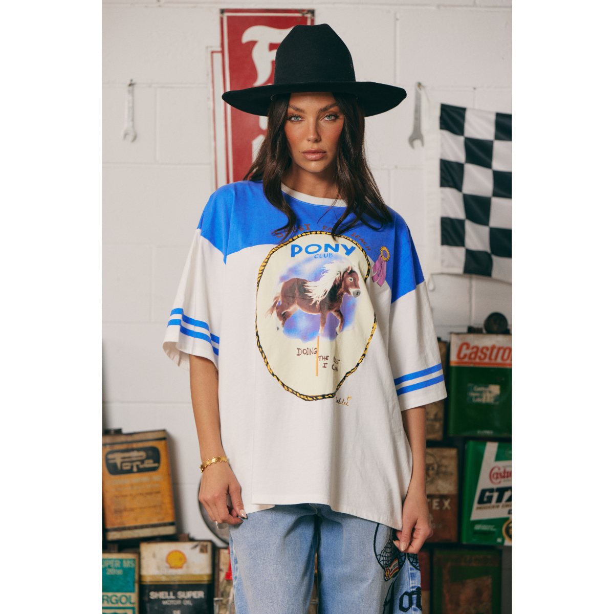 Sabbi The Boyfriend Fit Pony Club Tee - Blue