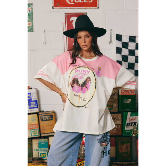 Sabbi The Boyfriend Fit Pony Club Tee - Pink