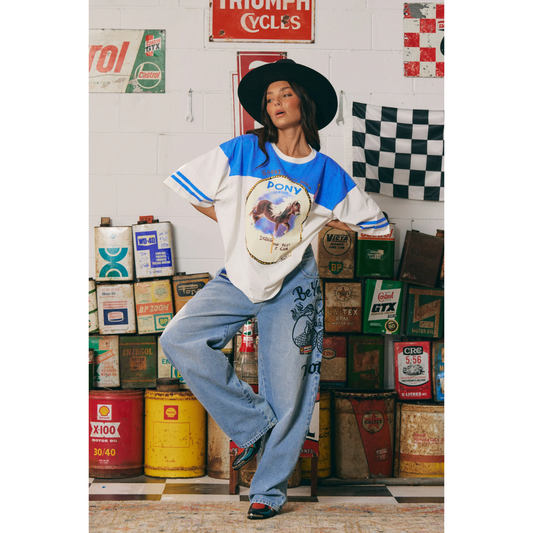 Sabbi The Boyfriend Fit Pony Club Tee - Blue