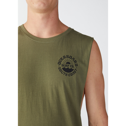 Overboard Surf Dazed Mens Muscle - Army