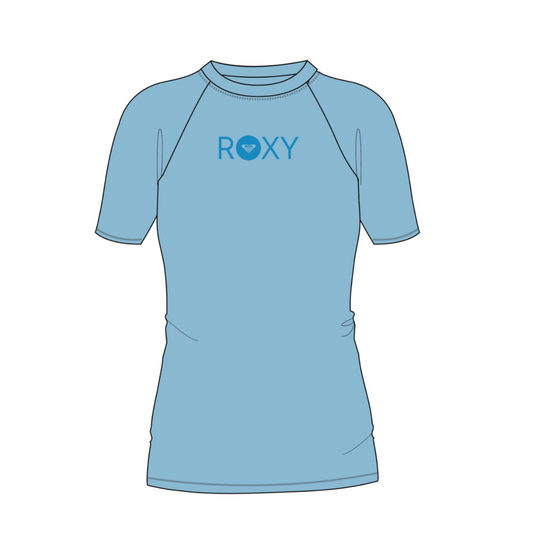 Roxy Girls Essential Short Sleeve Rashvest - Sky Blue