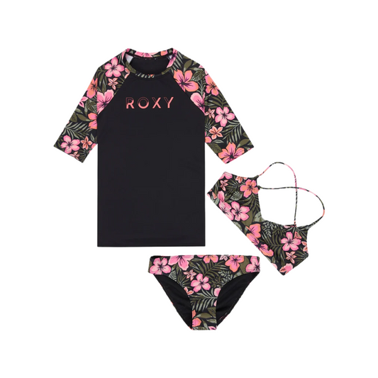 Roxy Girls Active Floral Swim & Rash Vest Set