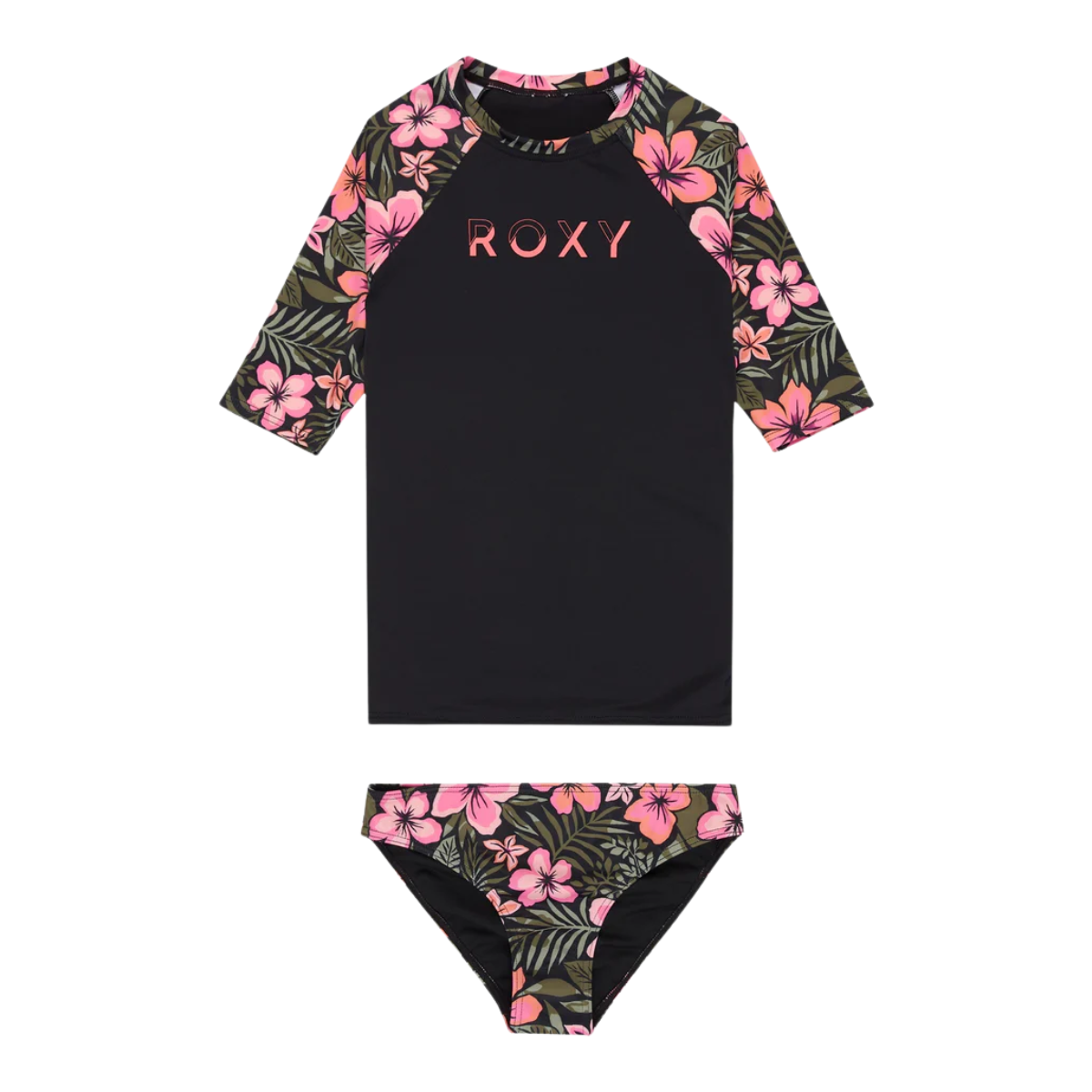 Roxy Girls Active Floral Swim & Rash Vest Set