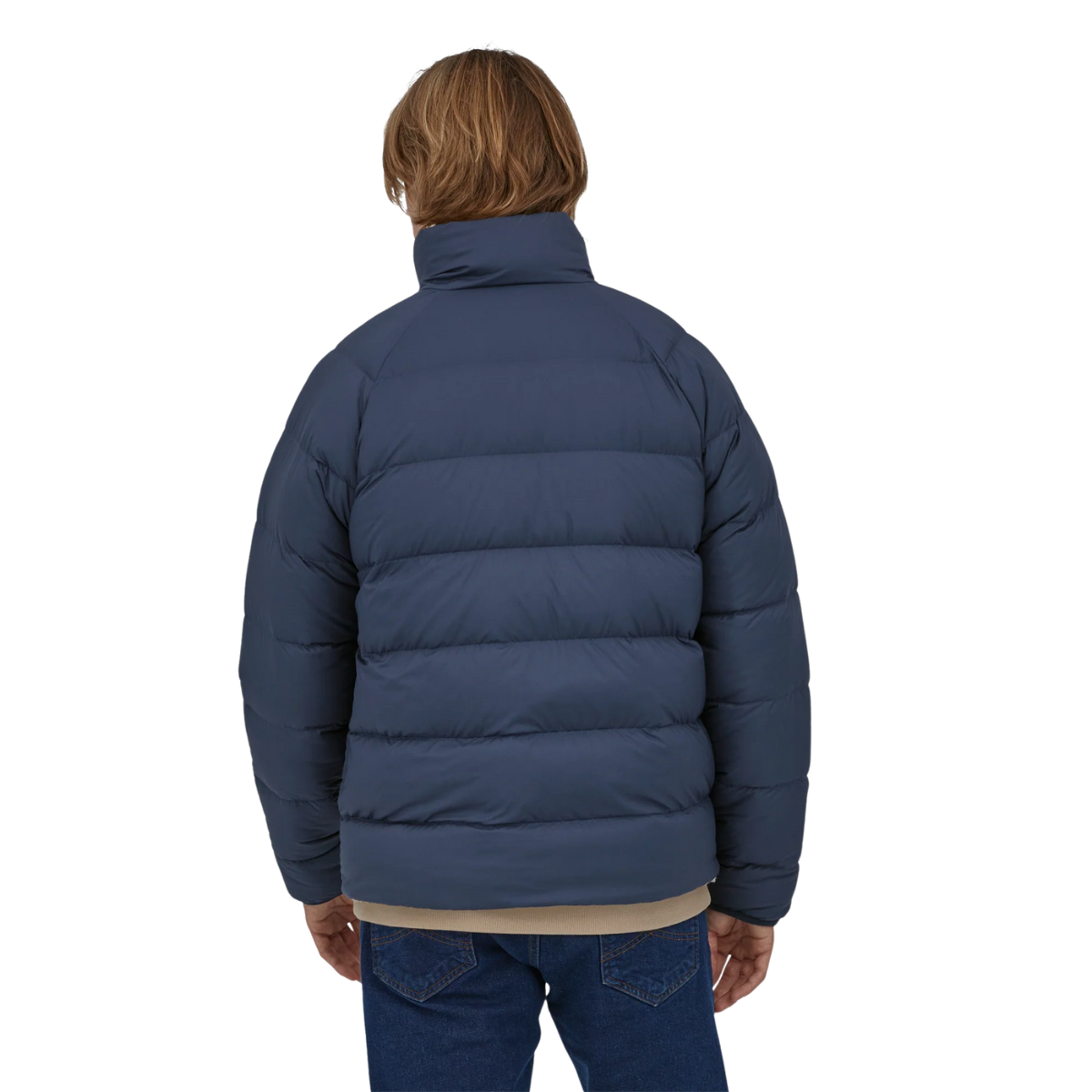 Patagonia Men's Reversible Silent Down Fleece Jacket New Navy