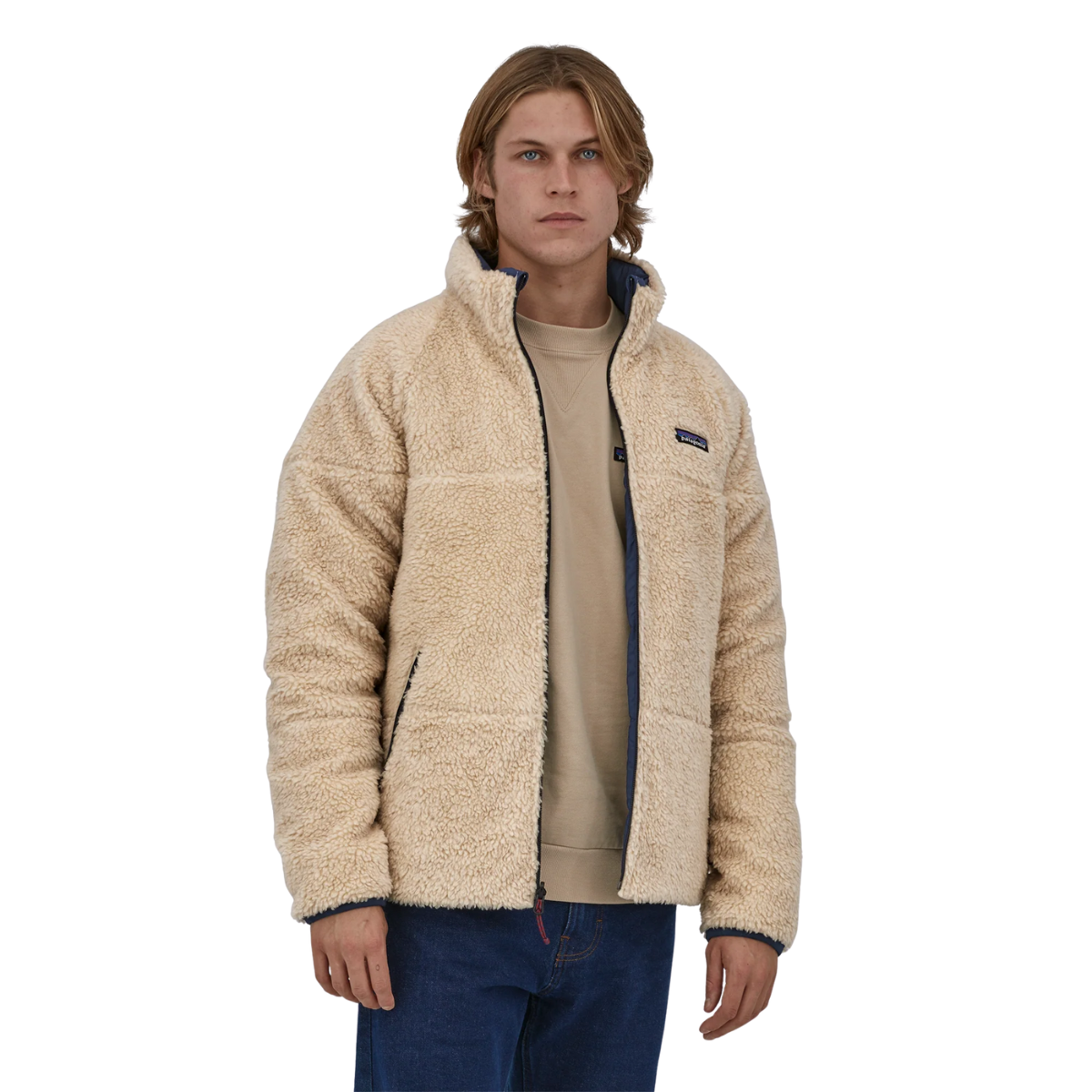 Patagonia Men's Reversible Silent Down Fleece Jacket New Navy