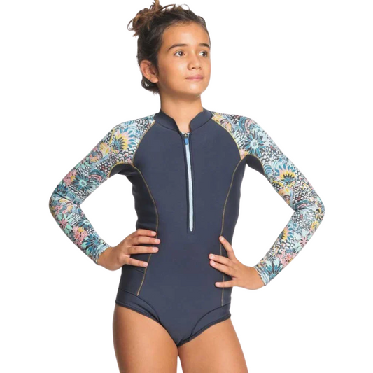 Roxy 1.0mm Marine Bloom Girls Long Sleeve Cheeky Springsuit