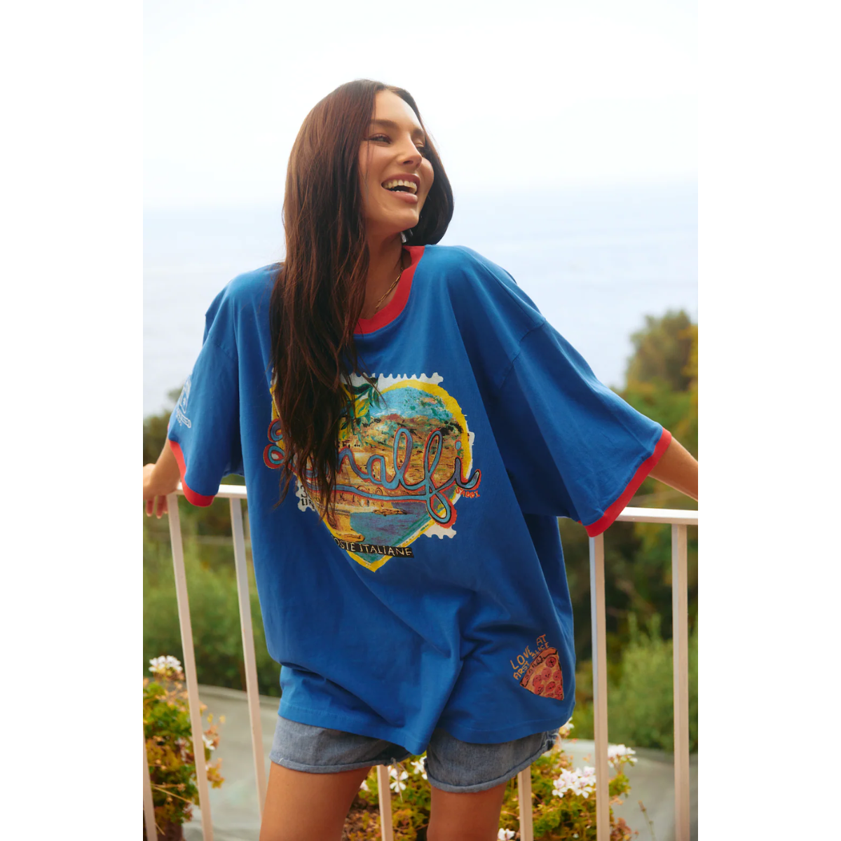Sabbi The Very Oversized Love Notes Tee - Amalfi - Blue