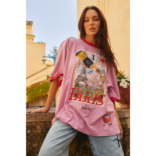 Sabbi The Very Oversized Love Notes Tee - Paris - Pink
