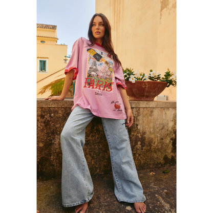 Sabbi The Very Oversized Love Notes Tee - Paris - Pink