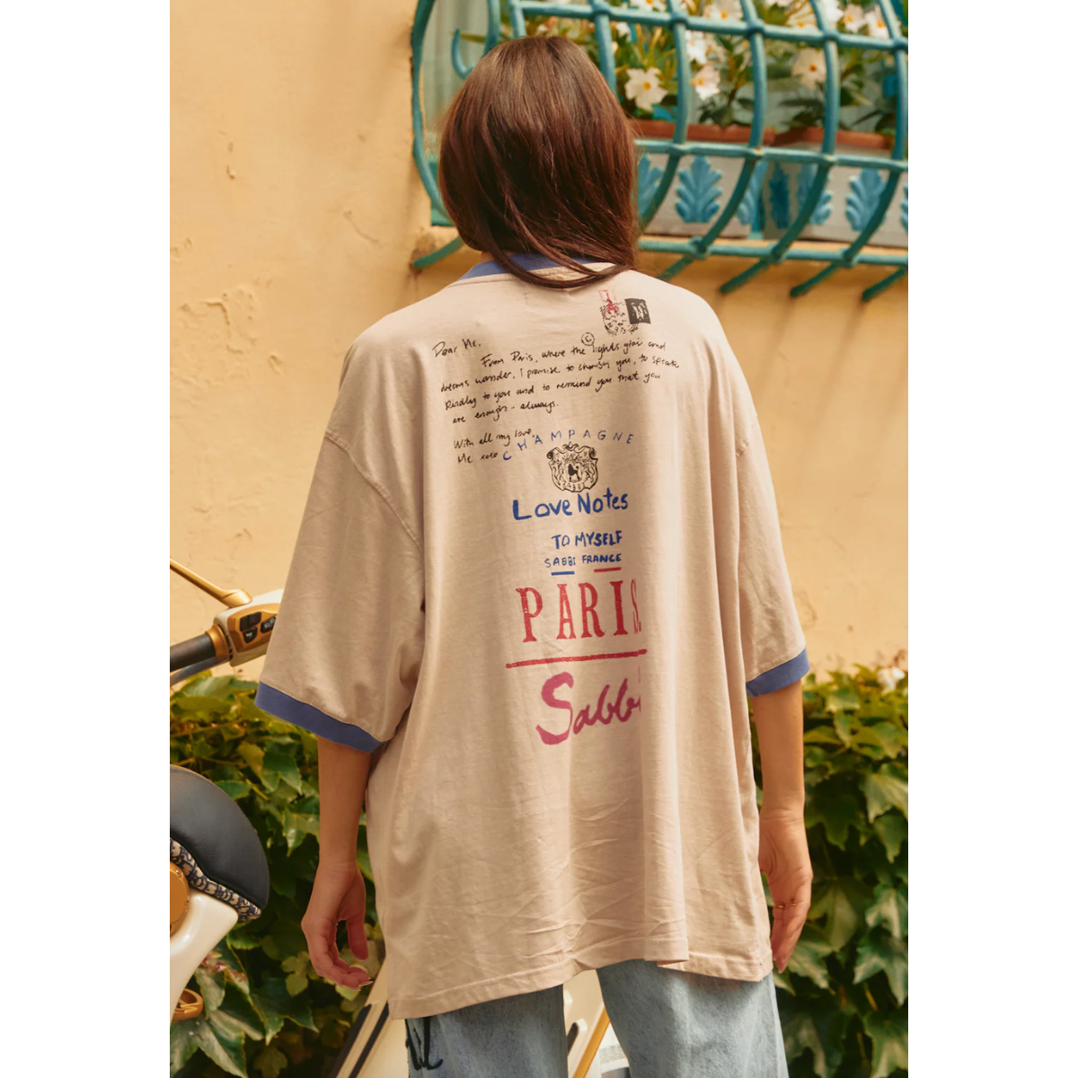 Sabbi The Very Oversized Love Notes Tee - Paris - Sand