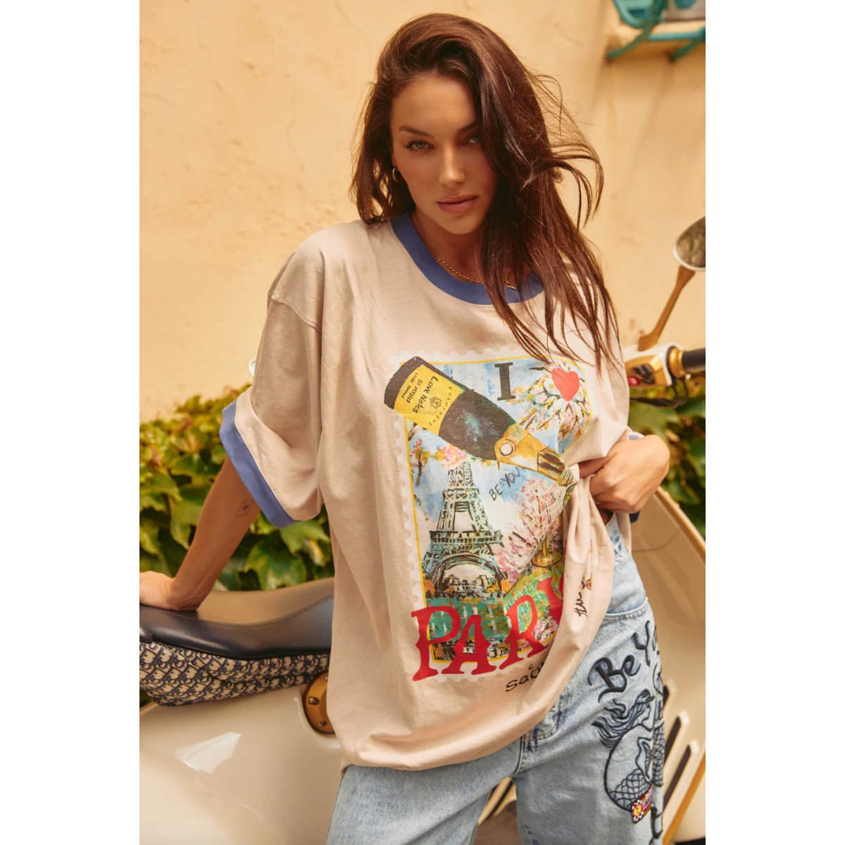 Sabbi The Very Oversized Love Notes Tee - Paris - Sand