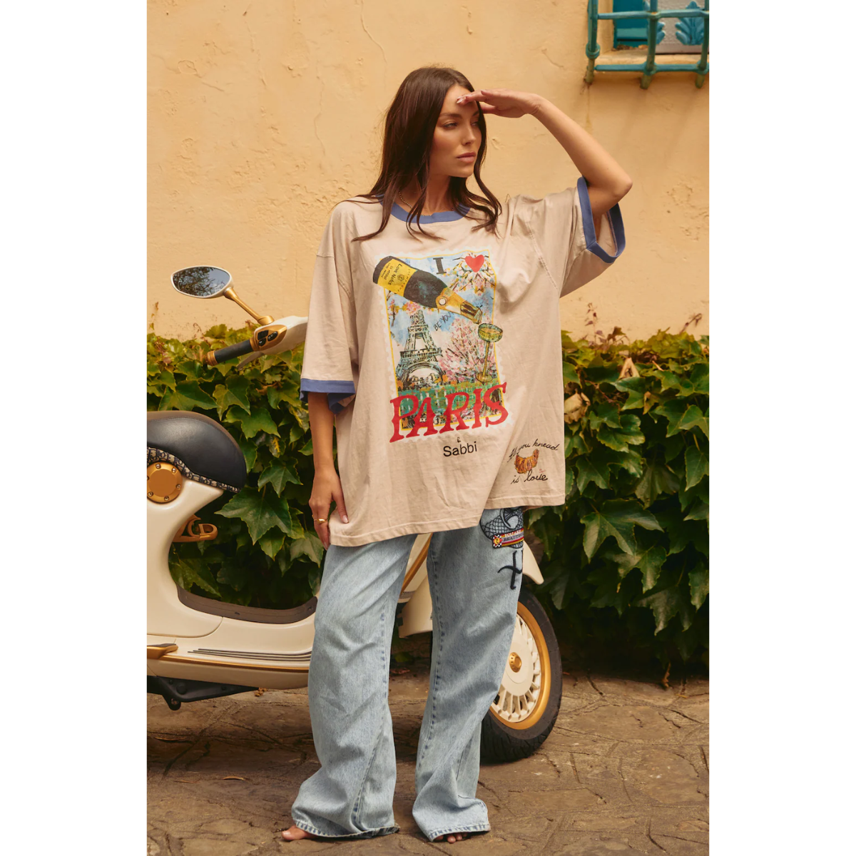 Sabbi The Very Oversized Love Notes Tee - Paris - Sand