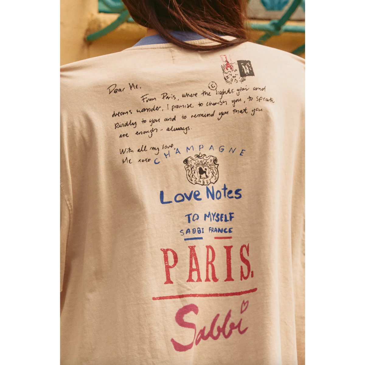 Sabbi The Very Oversized Love Notes Tee - Paris - Sand