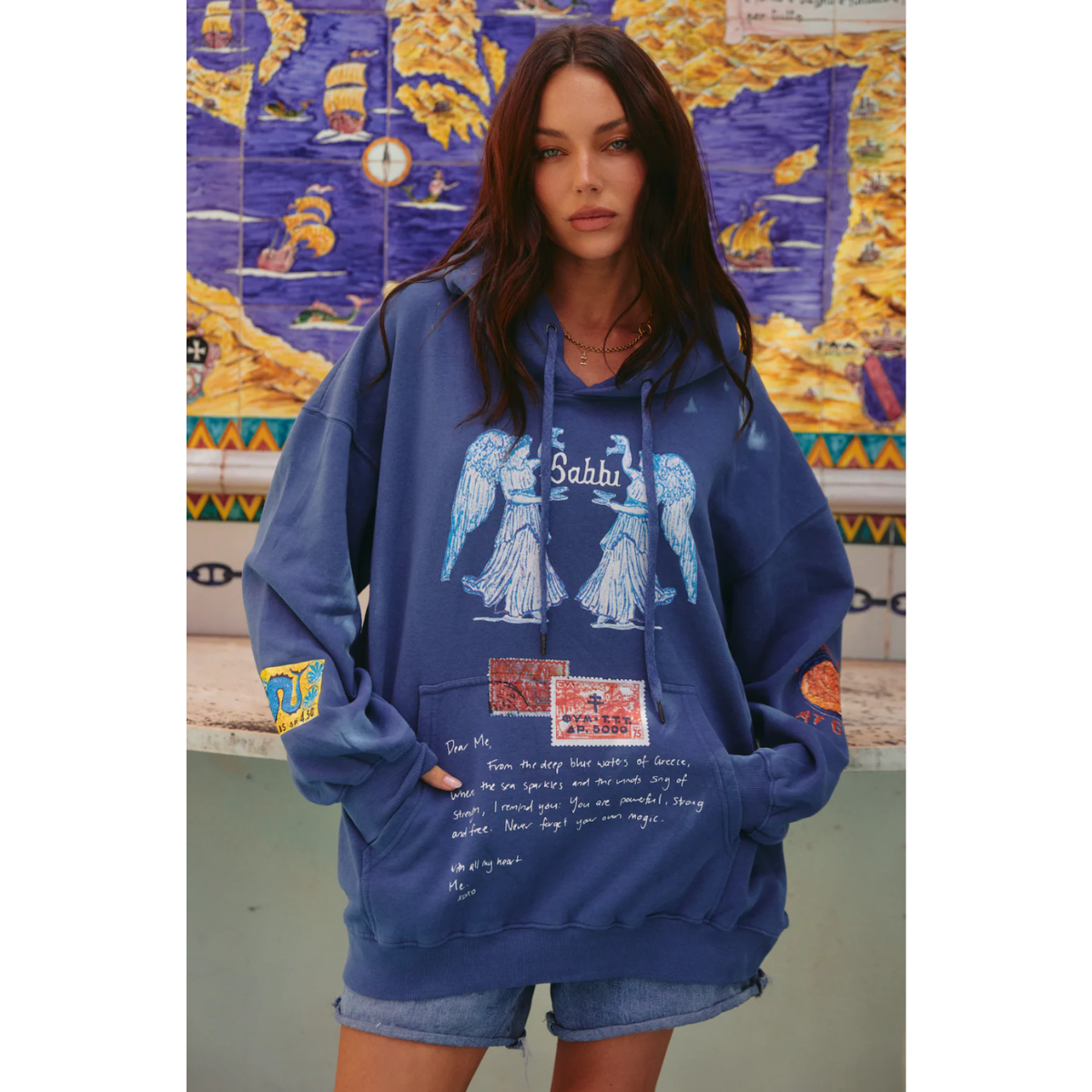 Sabbi The Love Notes Greece Hoodie - Navy Blue