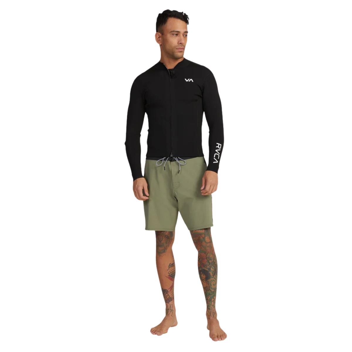 RVCA Balance Front Zip Long Sleeve Mens Wetsuit Top - Black