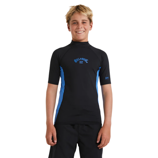 Billabong Arch Long Sleeve Boys Rash Vest - Black/Cobalt