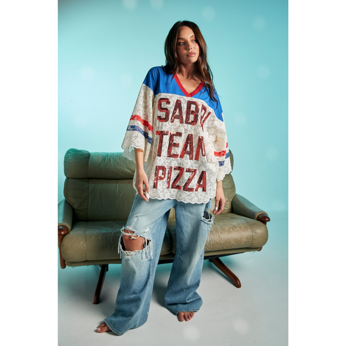 Sabbi The lace Varsity Jersey - Blue/White