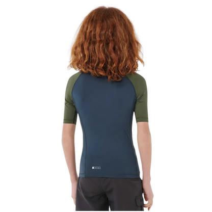 Rip Curl Shock UPF Short Sleeve Rash Vest - Boys (8-16 years) - Dark Olive