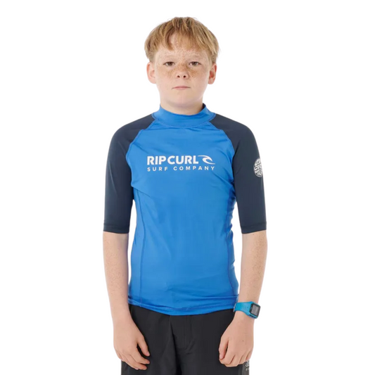 Rip Curl Shock UPF Short Sleeve Rash Vest - Boys (8-16 years) - Blue Gum