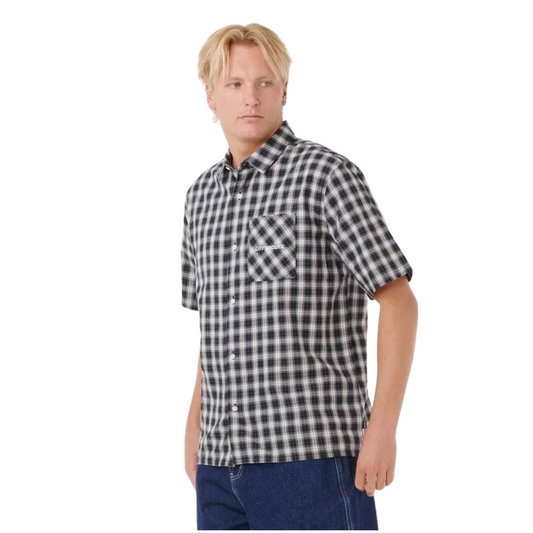 Rip Curl Archive Script Plaid Short Sleeve Shirt - Black