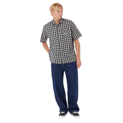 Rip Curl Archive Script Plaid Short Sleeve Shirt - Black