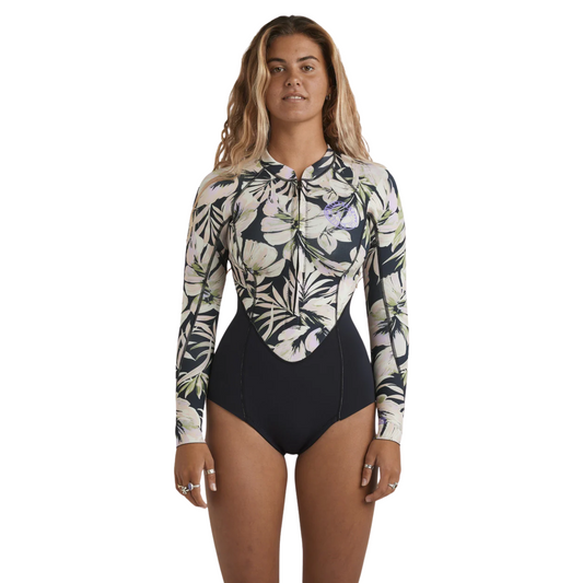 Billabong Womens 2/2mm Salty Dayz Natural Long Sleeve Springsuit - Black Floral
