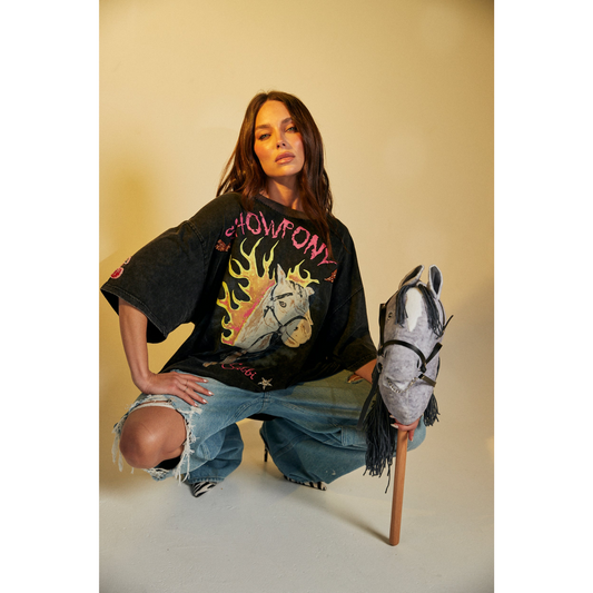 Sabbi Show Pony Tee - Black Acid Wash - Launching 28th September, 7pm