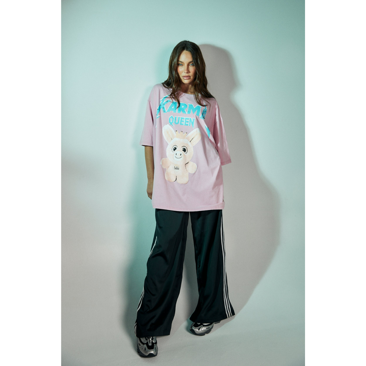 Sabbi Karma Queen Tee - Pink Acid Wash