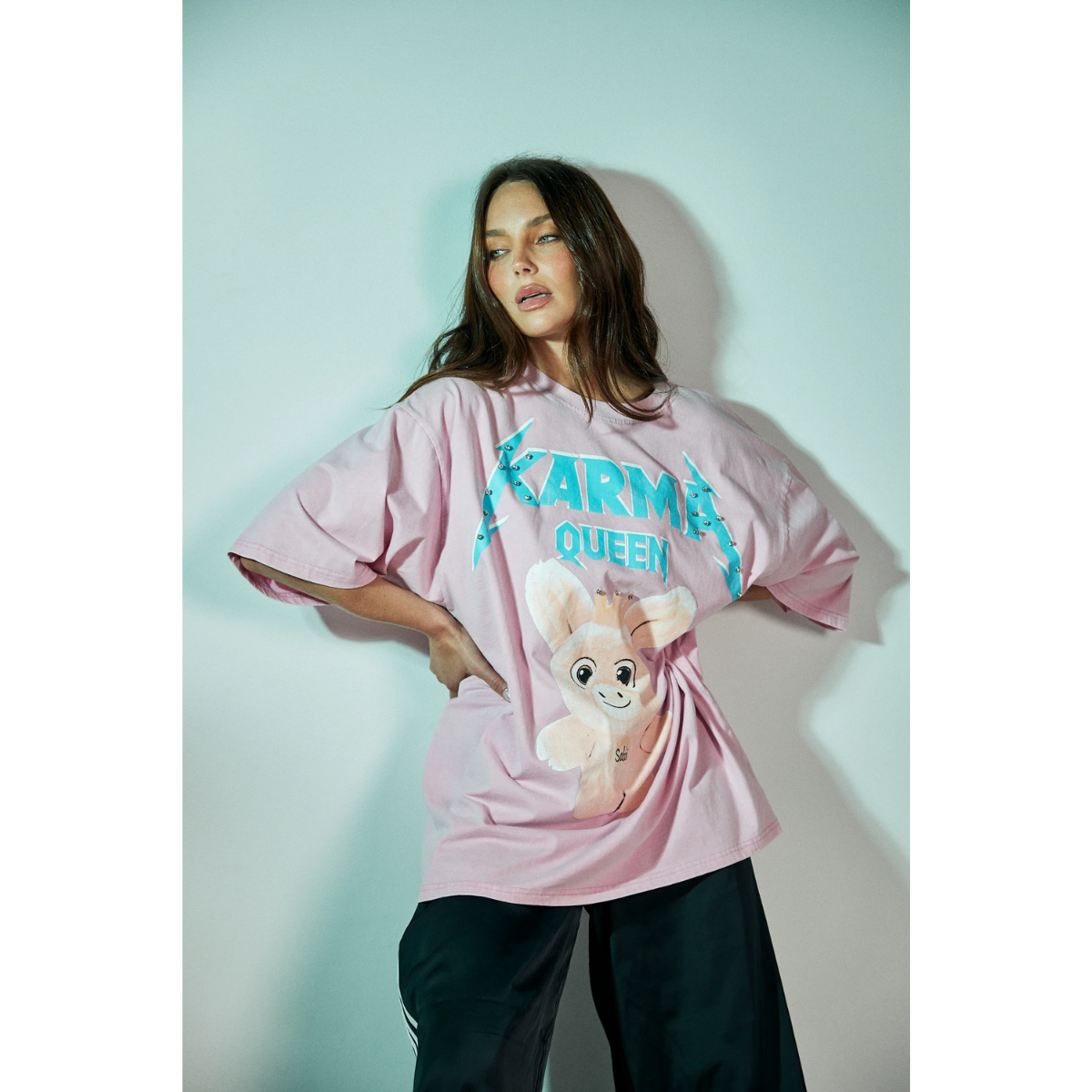 Sabbi Karma Queen Tee - Pink Acid Wash