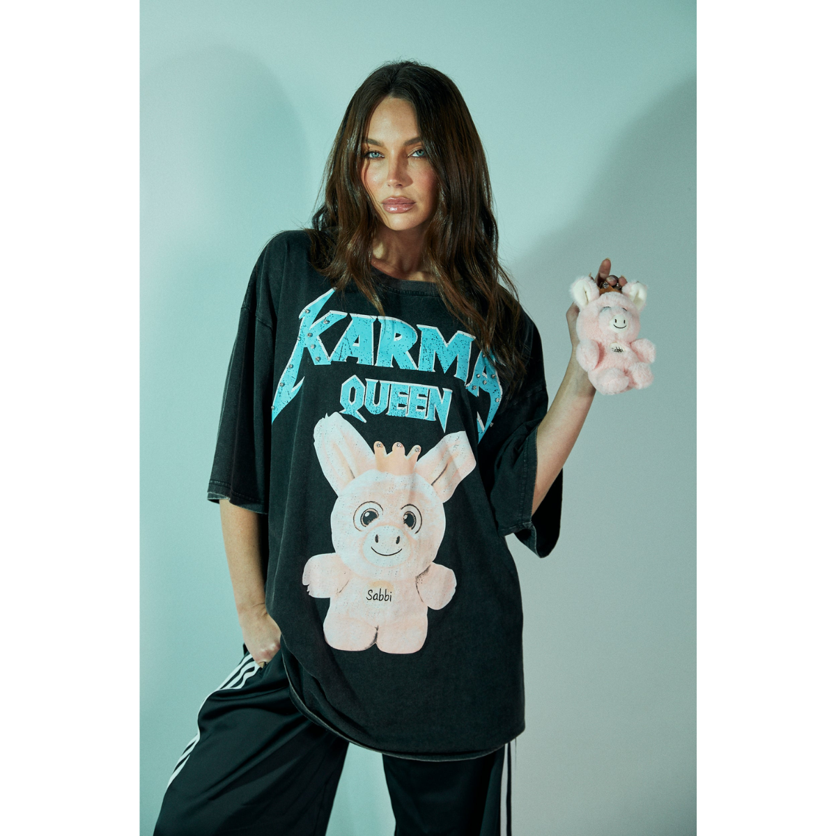 Sabbi Karma Queen Tee - Black Acid Wash