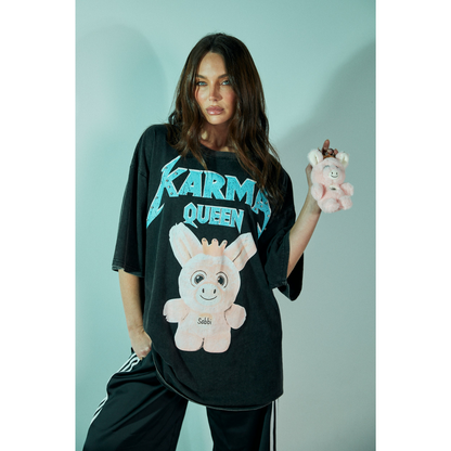 Sabbi Karma Queen Tee - Black Acid Wash