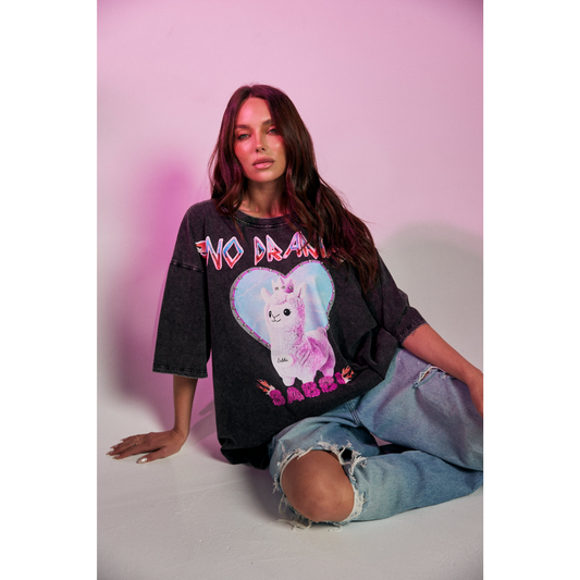 Sabbi No Drama Llama - Black Acid Wash